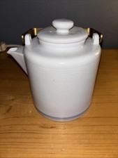 Vintage 1970s DANSK PORCELAIN Brass Handle Lid Tea Kettle by Jack Lenor Larsen