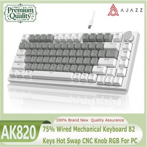 AJAZZ AK820 75% Clavier mécanique filaire 82 Les clés s'échangent chaudement avec le bouton RGB Pour PC