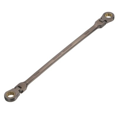 Extra Long Flex Head 12x13mm Metric 12-Point Ratcheting Box End Wrench Black