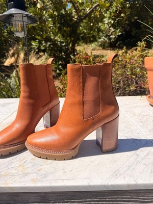 New Tory Burch Brown Leather Platform Chelsea Boots size 9.5-never worn