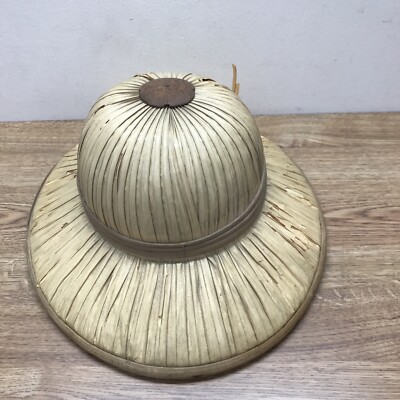 Vintage Straw Rattan Helmet Safari Jungle Hand Woven Hat | eBay display picture 2