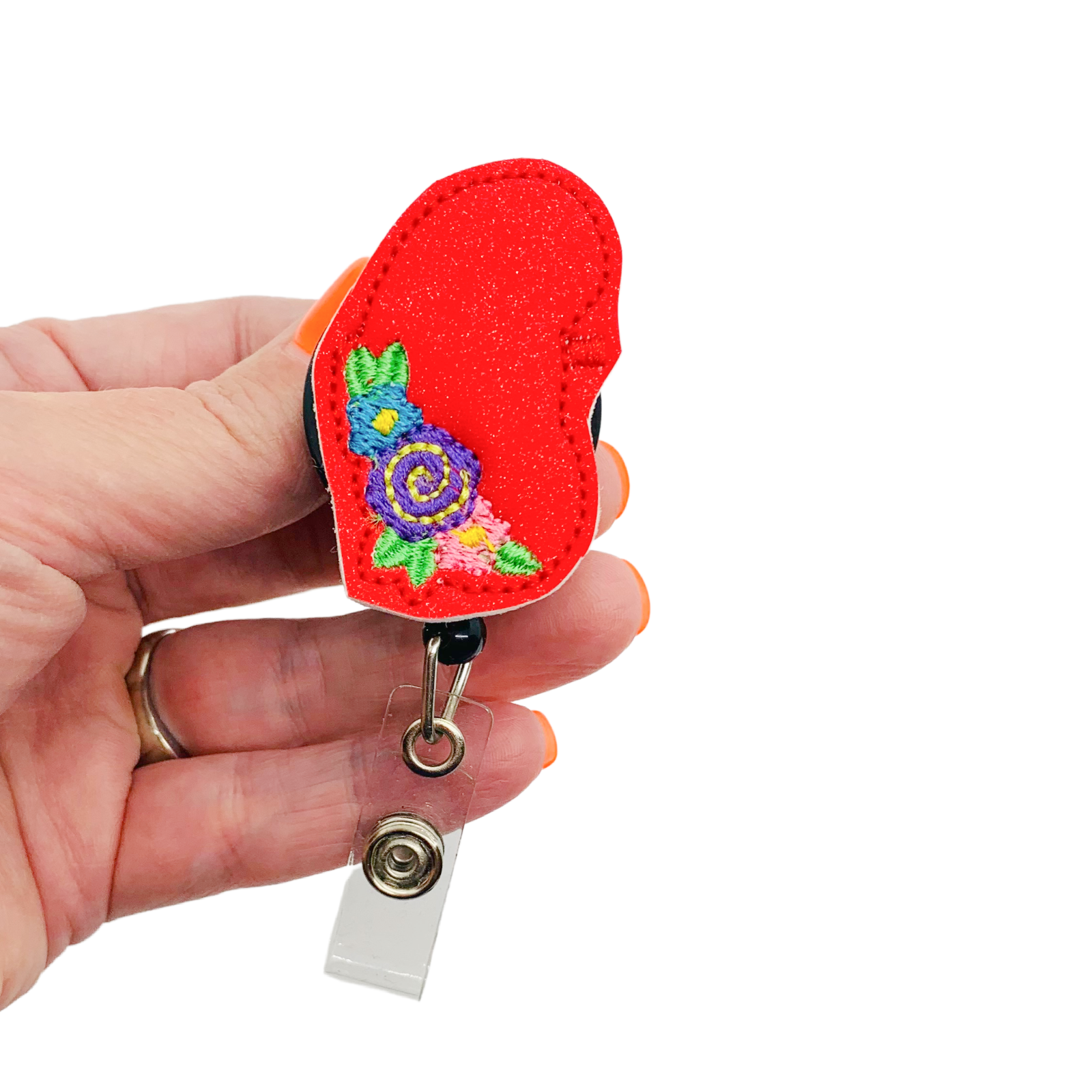 Floral Kidney Badge Reel Retractable Urology Nurse ID Holder RN Name