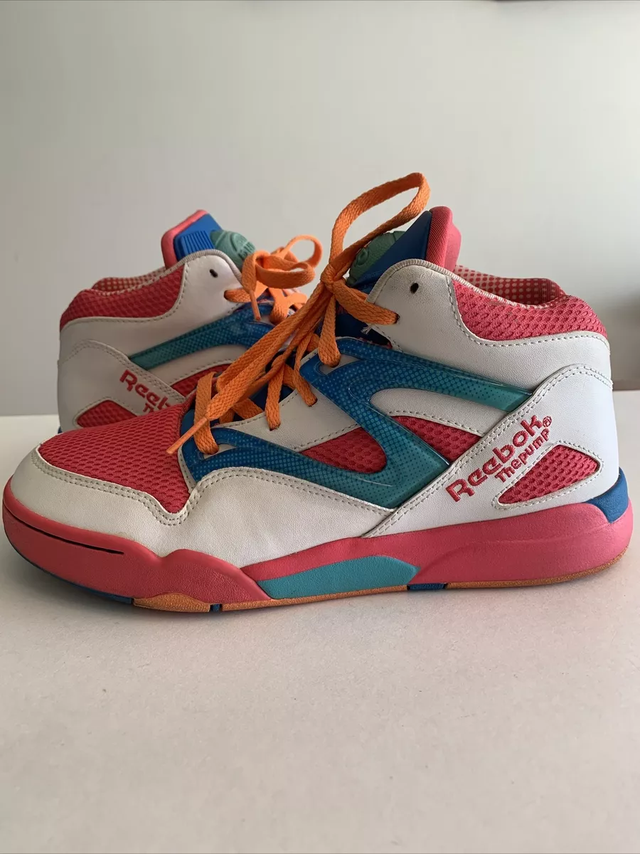 Size 6.5 Women’s Kids Girls Reebok Pump Sneakers Pink Blue 80s 90s Vintage  Rare