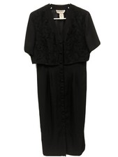 Womens Plaza South Long Black Evening Formal Dress Embroidered Texture Size 8