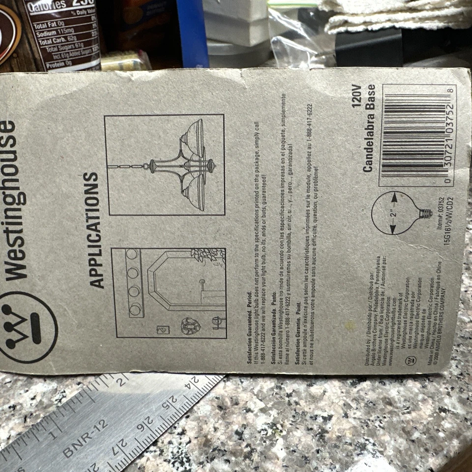 Satco S3726 120V Candelabra Base 15-Watt G16.5 Light Bulb, Clear - Image 4 of 4