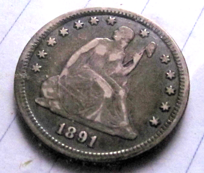 1891 LIBERTY SEATED QUARTER VERY CH. VF+++ | eBay