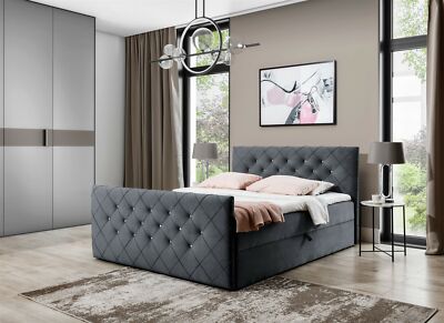 Boxspringbett Schlafzimmerbett EIVOR 200x200cm Anthrazit inkl.Bettkasten
