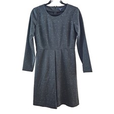 Madewell Womens 6 Black Gia Concept Short Textured Dress Long Sleeves Pleated