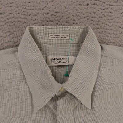 Mondo di Marco Shirt Mens K 16.5 Black White Check 100% Cotton Button Up Italy
