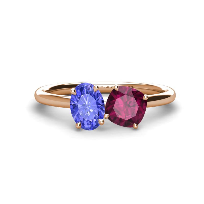 Tanzanite & Rhodolite Garnet Duo Engagement Ring 2 3/4 ctw 14K