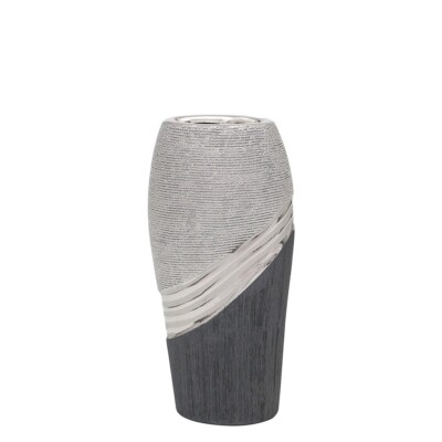 Vase ''SILVERLINE''-Serie Pokal Keramik silber Deko mit Stil