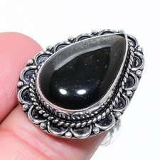 Black Onyx Gemstone Handmade 925 Sterling Silver Jewelry Ring Size 8 US 