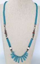 Silver Tone Southwestern Style Statement Necklace Faux Turquoise