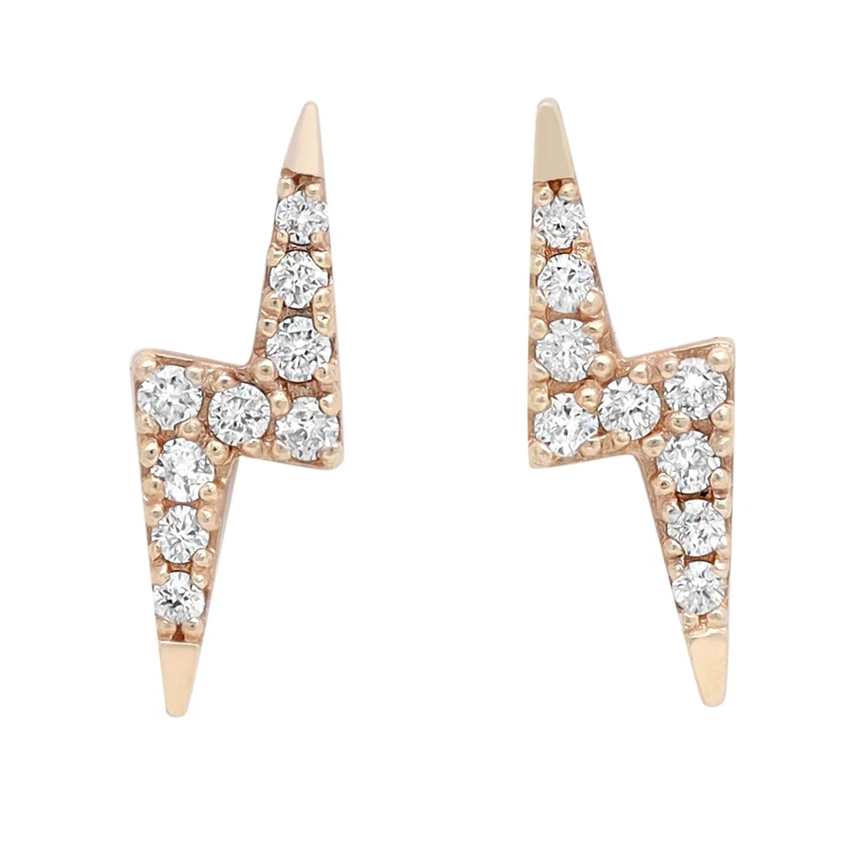 Rachel Koen 0.10Cttw Round Cut Diamond Lightning Stud Earrings 14K Yellow Gold
