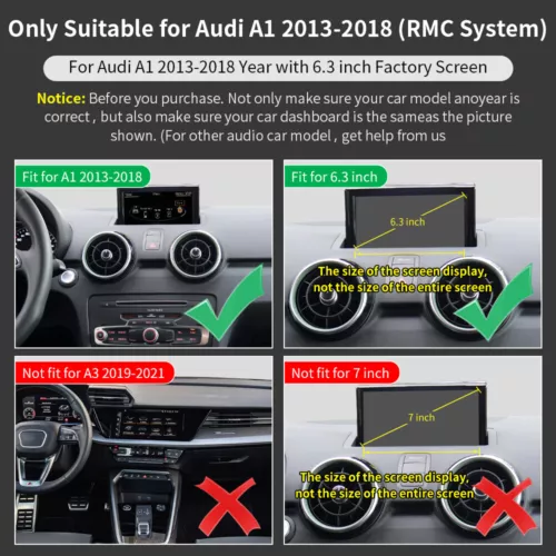 AUDI A1 RMC 2013-18 Wireless Carplay Android Auto Retrofit Mirrorlink AirPlay - Foto 4 di 5
