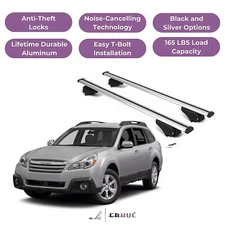 ERKUL Roofrack Cross Bars for Subaru Outback 2010-2014 for Raised Rails - Silver