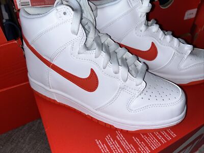 Nike Dunk High White Picante Red Uk Gr. 5 Euro 38 Atemberaubende Lookers Original