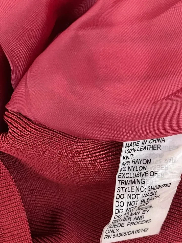 Chaqueta Blazer Peter Nygard Mujer Cuero Rojo Tejido Talla Pequeña Foto 4 de 4