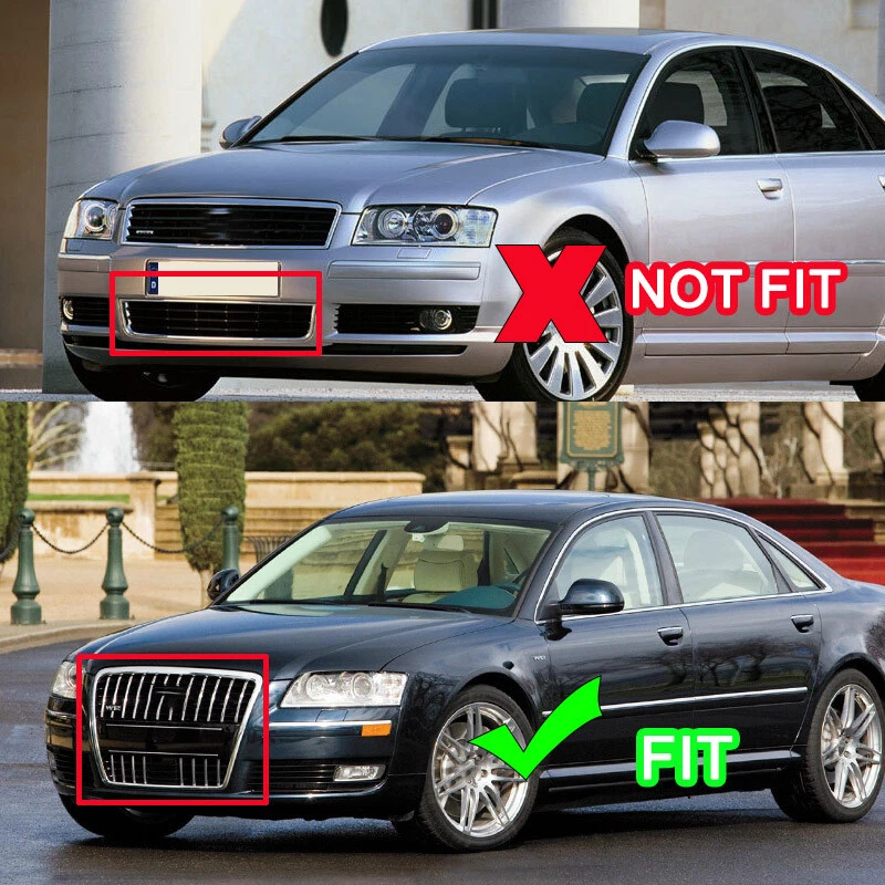 Pair Front Bumper Fog Lamp Light Grille Bright Black For 2008-2010 AUDI A8 D3 - Imagem 2 de 4