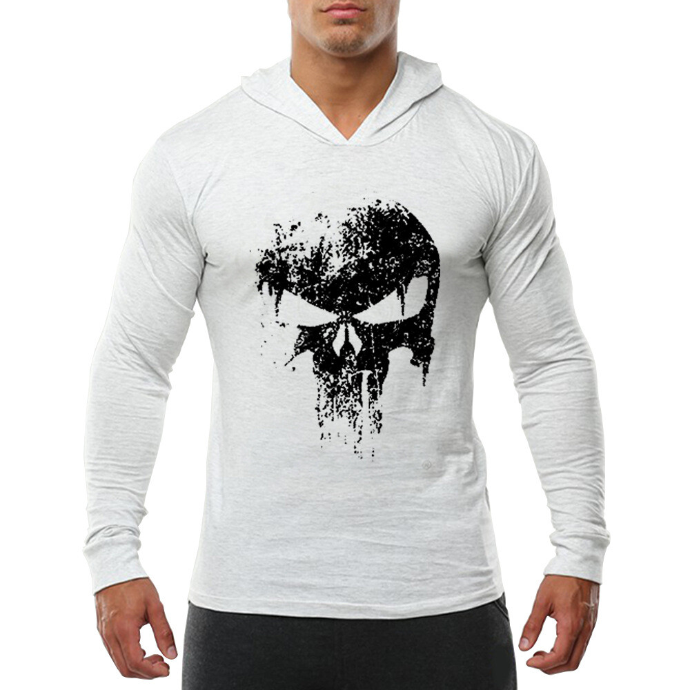 Men's Gym Thin Hoodies Ghost head Long Sleeve Hoodie Sweatshirt Casual TShirt eBay