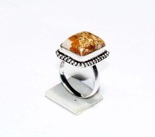 Crazy Lace Agate Gemstone Cushion Shape Handmade Ring Jewelry Size 9 Inches