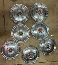 1955-1956 Ford Thunderbird Fairlane 15 Lot Of 7 Hubcaps Tr93 1955-1956 Ford Thunderbird Fairlane 15 Lot Of 7 Hubcaps Tr93