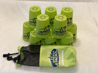   WSSA Official SPEED STACKS 12 Tassen Spiel Neon GLOW Gelb Grün Aufbewahrungstasche  