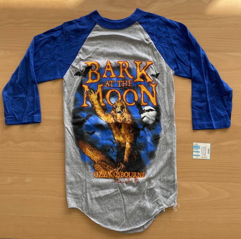 1984 Ozzy Osbourne Bark at the Moon Concert Tour T Shirt Raglan (S) w/TICKET