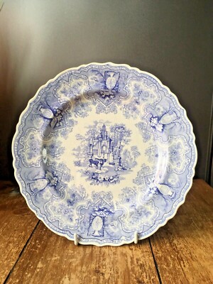 SELTEN ANTIK um 1816 JOHN ROGERS & SOHN VASE MUSTER BLAU & WEISS TELLER KÜHE SCHAFE