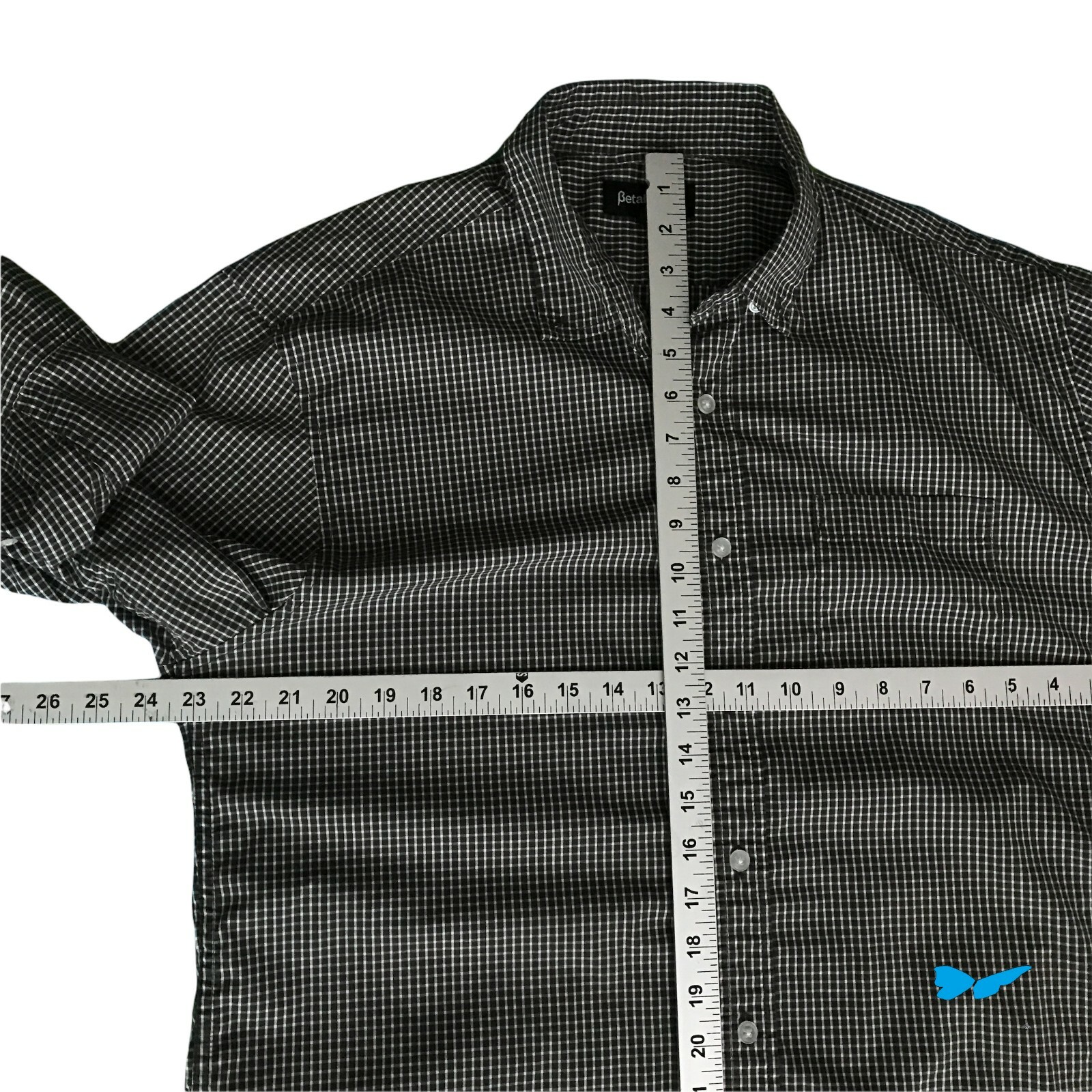 Betabrand Men's Shirt XL Button Down Long Sleeve Collared Plaid Black