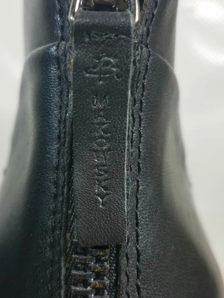 Botas B. Makowsky Quincy fofas ocidentais tornozelo couro preto cravejado tamanho 5 - Imagem 3 de 4