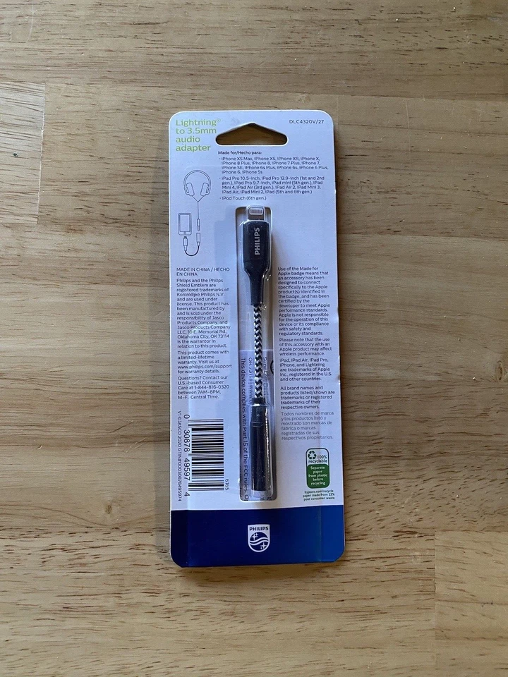 Philips Connection to 3.5mm Auxiliary Audio Adapter, 4" - Black/White Braided - Image 2 of 2