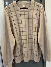 Dockers Box Beige Plaid Knit Crew Neck Sweater Tag Xl /XG