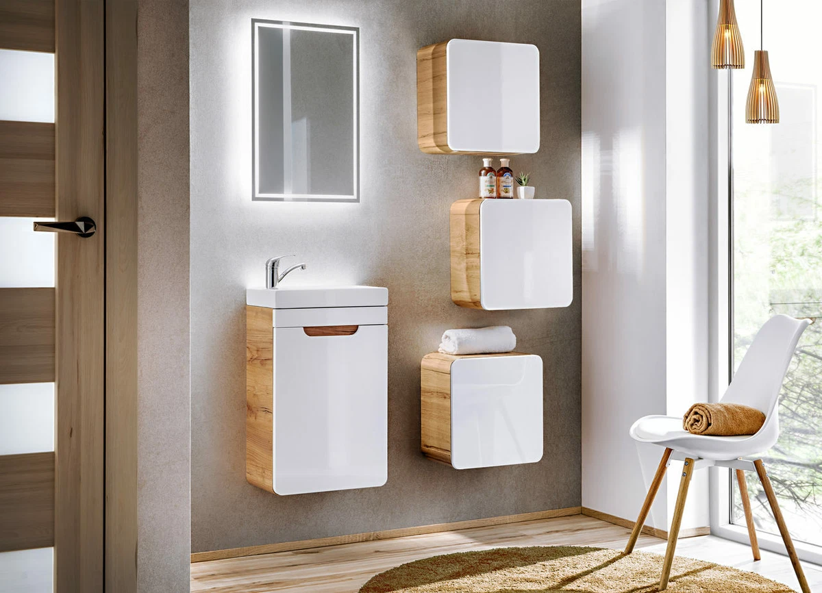 Modern White Gloss Bathroom Vanity Unit