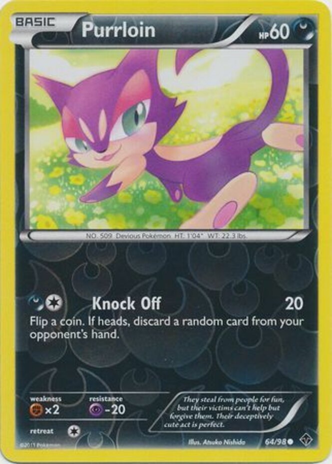 Pokemon - Purrloin - 64/98 - Common - Reverse Holo - Emerging Powers - NM