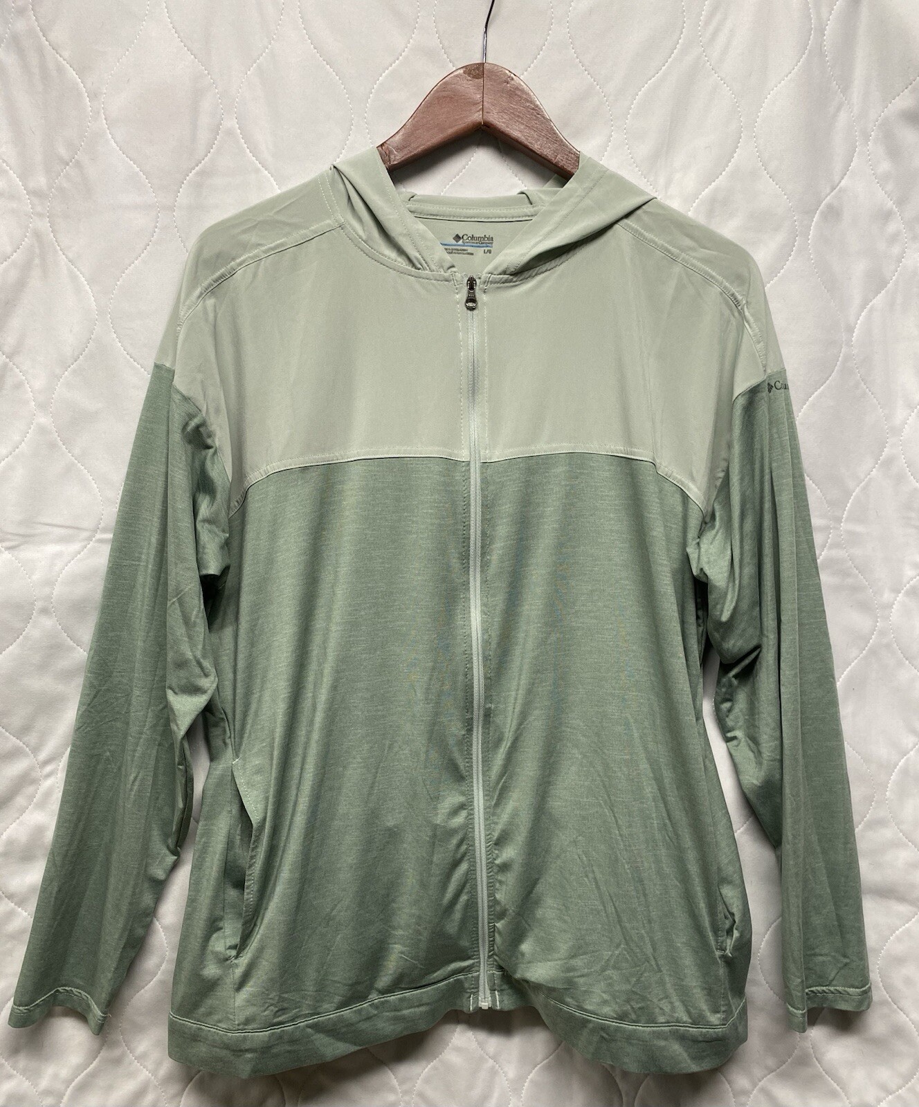 Columbia Men’s Large Lightweight Full Zip Green Jacket Pre-Owned