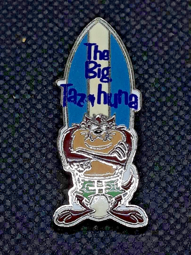 Vintage Tazmanian Devil Surfer Taz Surf Metal Lapel Pin Surfing Surfboard RARE - Picture 1 of 4