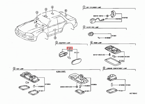 Genuine Toyota LandCruiser 100 Series UZJ HDJ Door Courtesy Light Lamp x4 - Picture 19 of 20