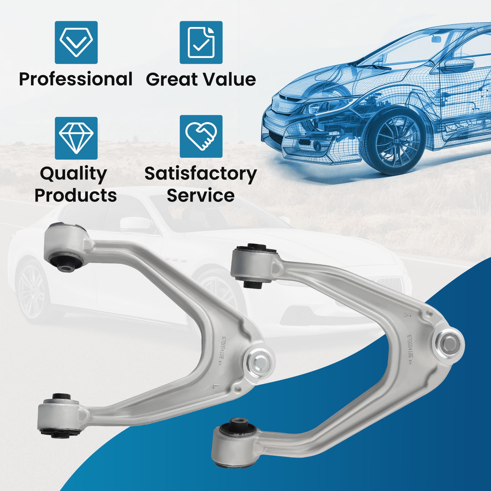 Front Upper Control Arms Left & Right for 2014-2022 Maserati Quattroporte Ghibli
