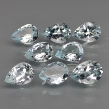 Pear Shape 7x5mm.100%Natural Platinum Blue Aquamarine (Beryl) Brazil 8Pcs/4.36Ct