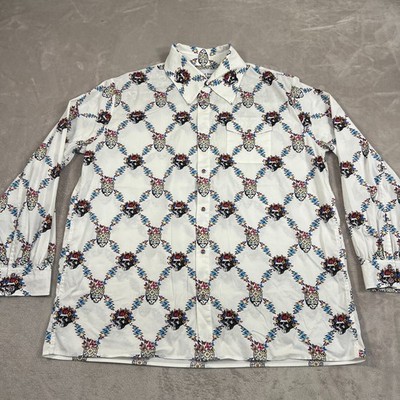 Grateful Dead X Meghan Fabulous Shirt Mens Size XL White Pearl Snap Buttons Rare