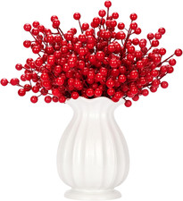 35 Pack Artificial Red Berry Stems, Holly Berry Stems for Christmas Tree Picks D