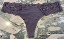 NEW Victoria Secret Dream Angels Lace Trim Thong Panty - Tornado Gray - XXL