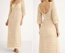 Lucy Paris Crochet Lace Dress Coachella Festival Boho Capsule Neutral Size Large