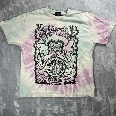 Channel 5 Andrew Callaghan XL T-Shirt Graphic Print Swirl Dye Wizard Angels