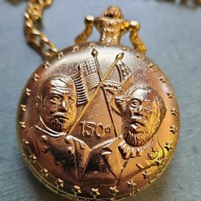 Civil War Sesquicentennial 150th Anniversary Quartz Pocket Watch w/ Chain