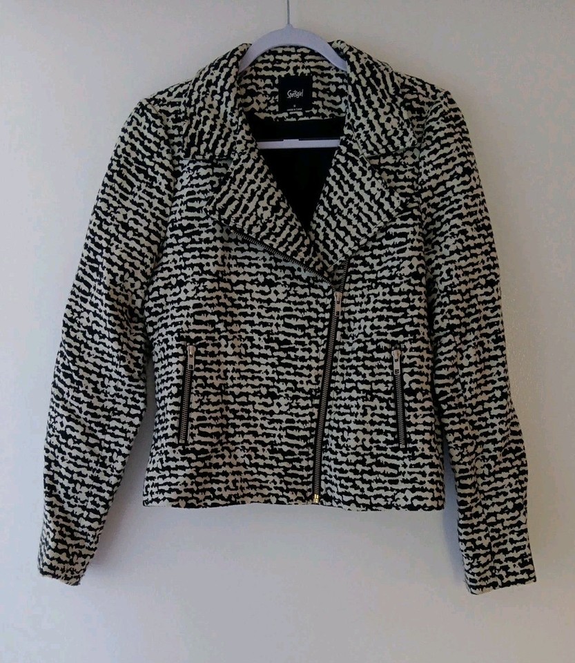 Sportsgirl Black & White Wool Blend Jacket Size 10