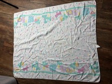 Vintage Riegel Baby Blanket Pastel Animals 30x40 USA Cotton Safari Jungle