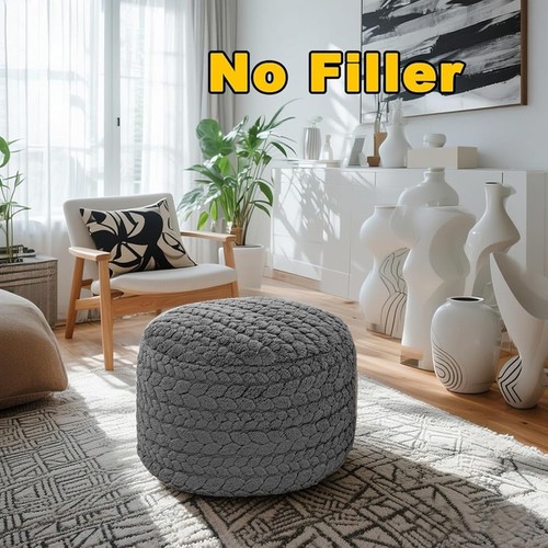 Ungefüllter Fell Pouf Ottomane Weich Plüsch Aufbewahrung Fußstütze Chic Akzent Sitz Neu - Bild 4 von 25