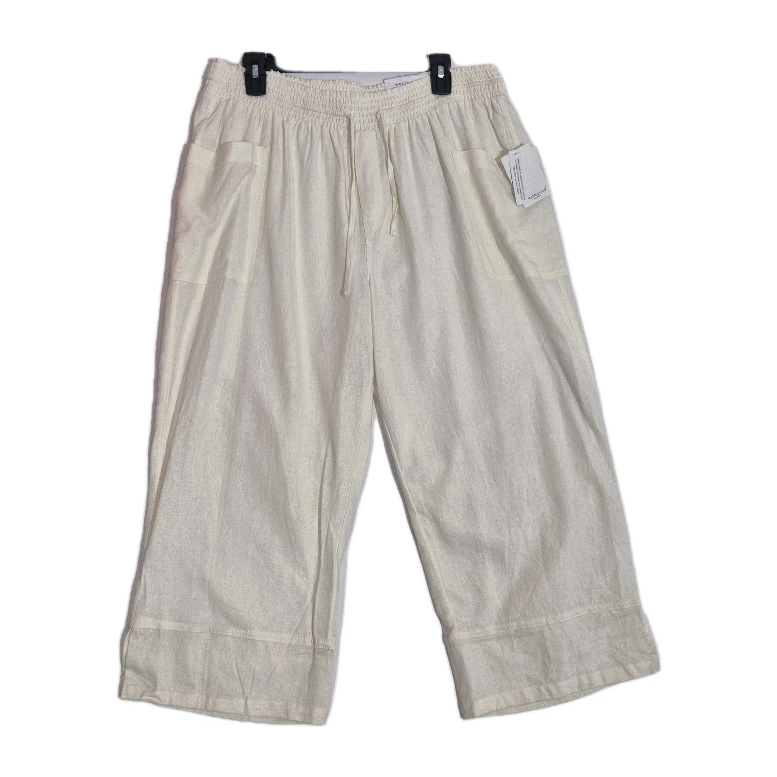 Westbound Women's Pants Size 2X The Island Crop Mid Rise Wide Leg White NWT 58